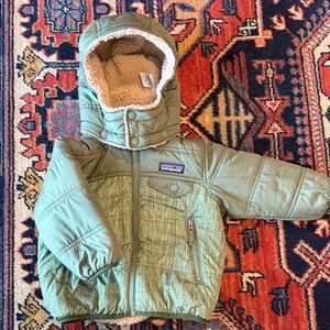 Patagonia Baby Reversible Tribbles Hoody Olive Hooded Jacket